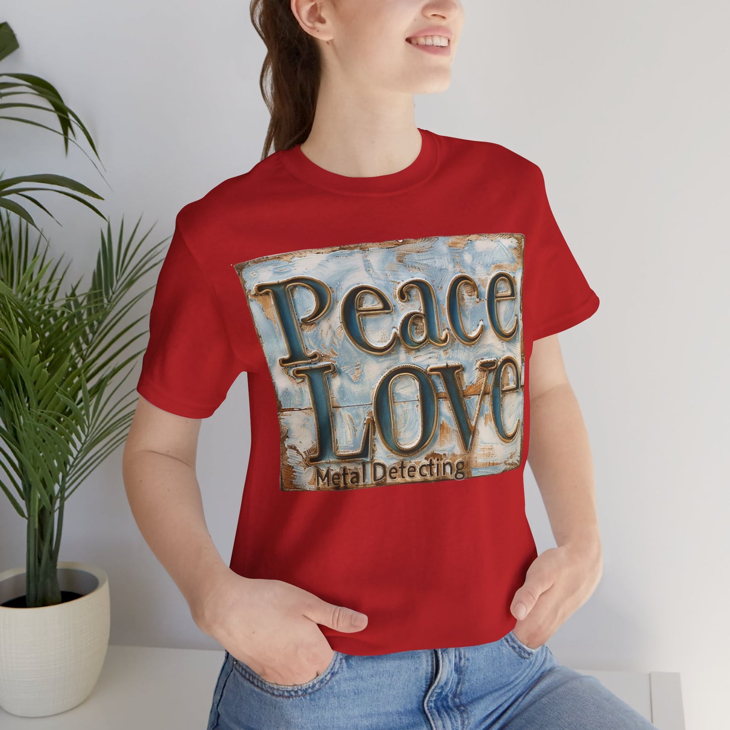 Peace Love Metal Detecting Unisex Jersey Short Sleeve T-Shirt