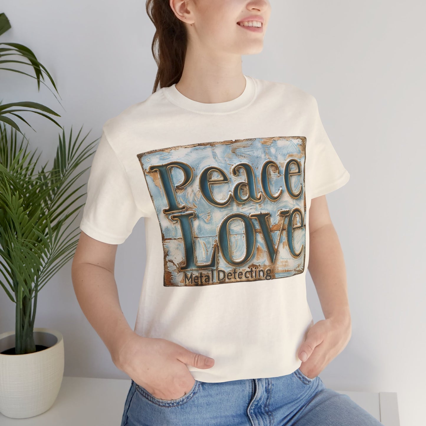 Peace Love Metal Detecting Unisex Jersey Short Sleeve T-Shirt